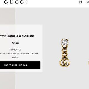 NWT Gucci Crystal Double G Chain Drop Earrings